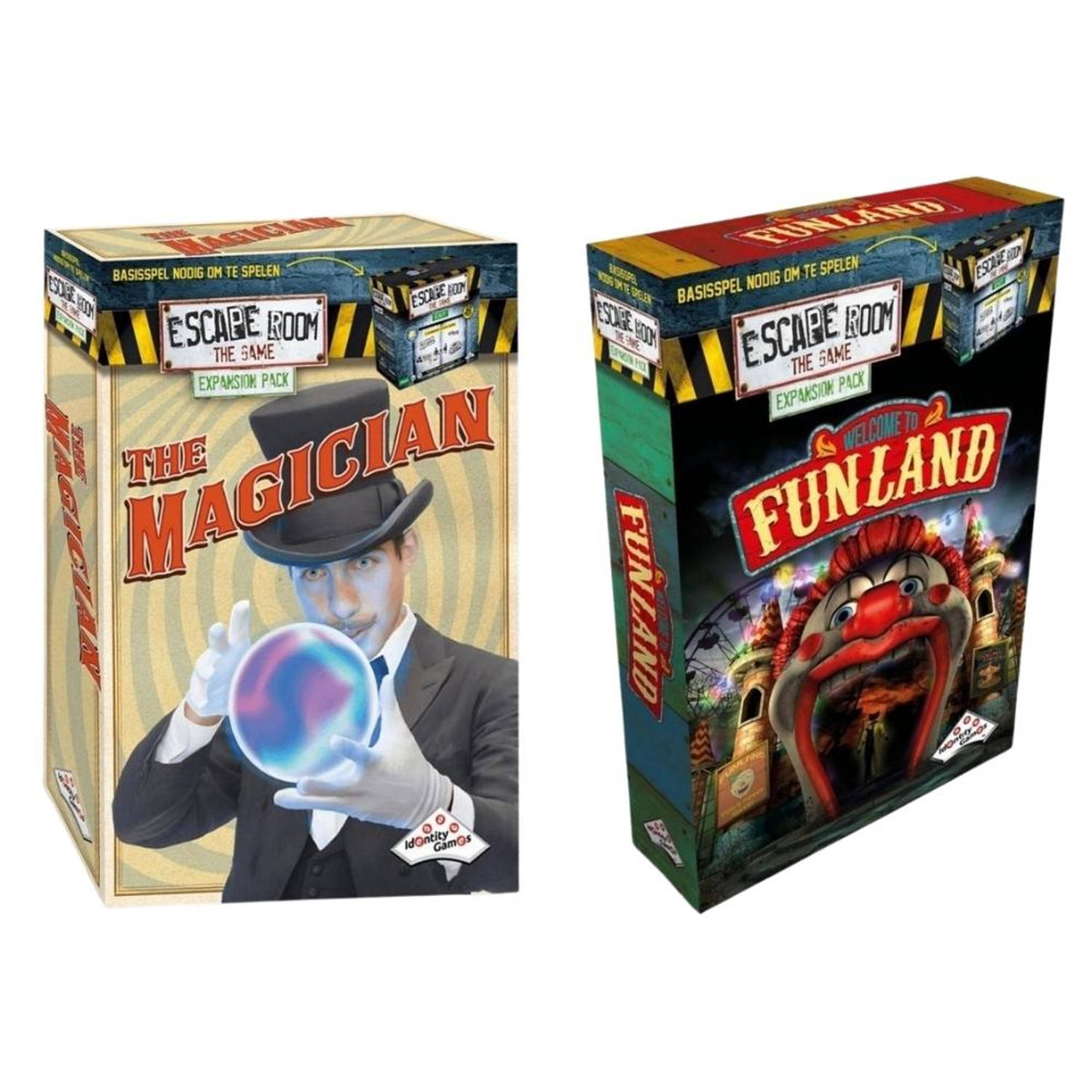 Identity Games Uitbreidingsbundel - Escape Room - 2 Stuks - Uitbreiding Funland & Uitbreiding Magician