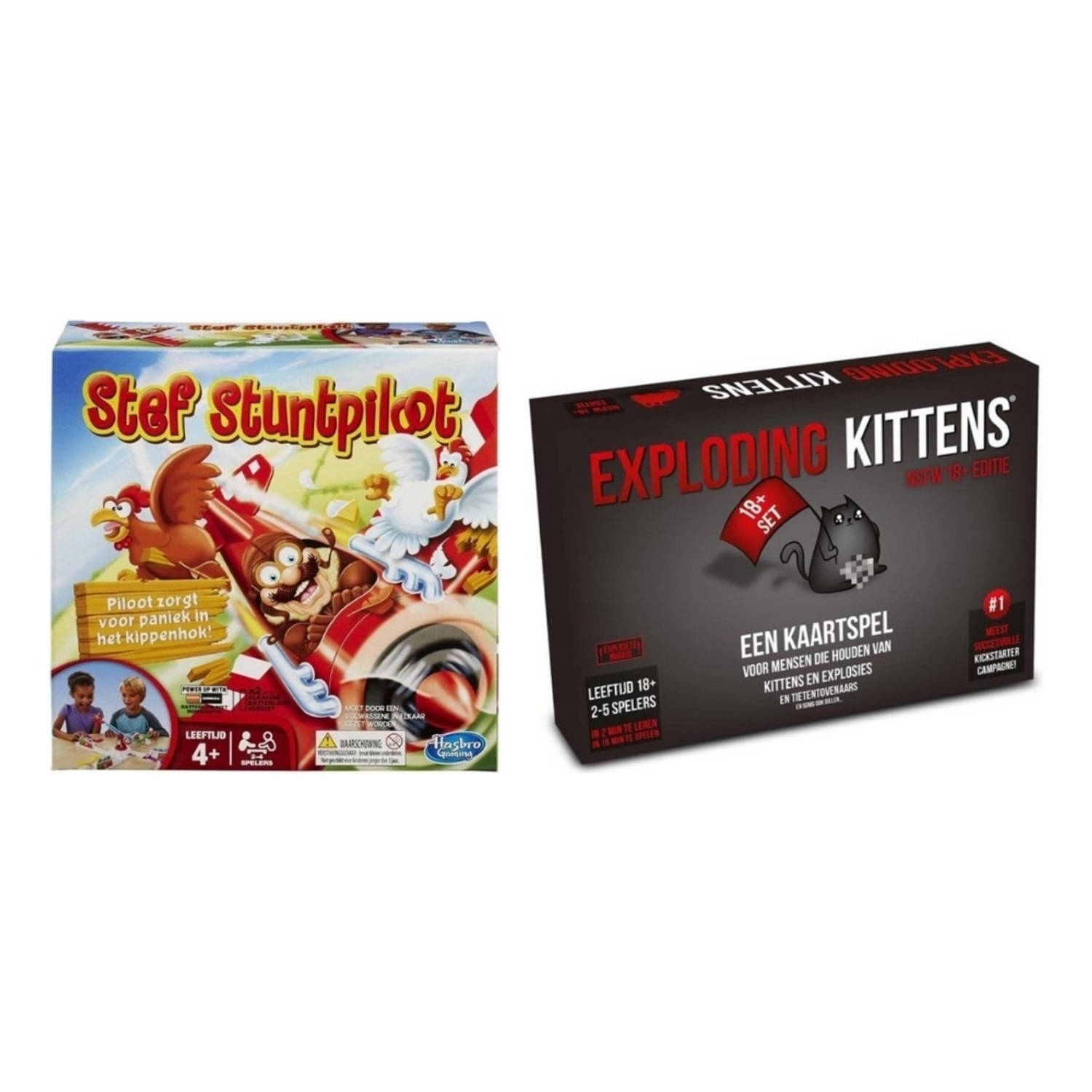 Spellenbundel - 2 Stuks - Stef Stuntpiloot & Exploding Kittens Nsfw