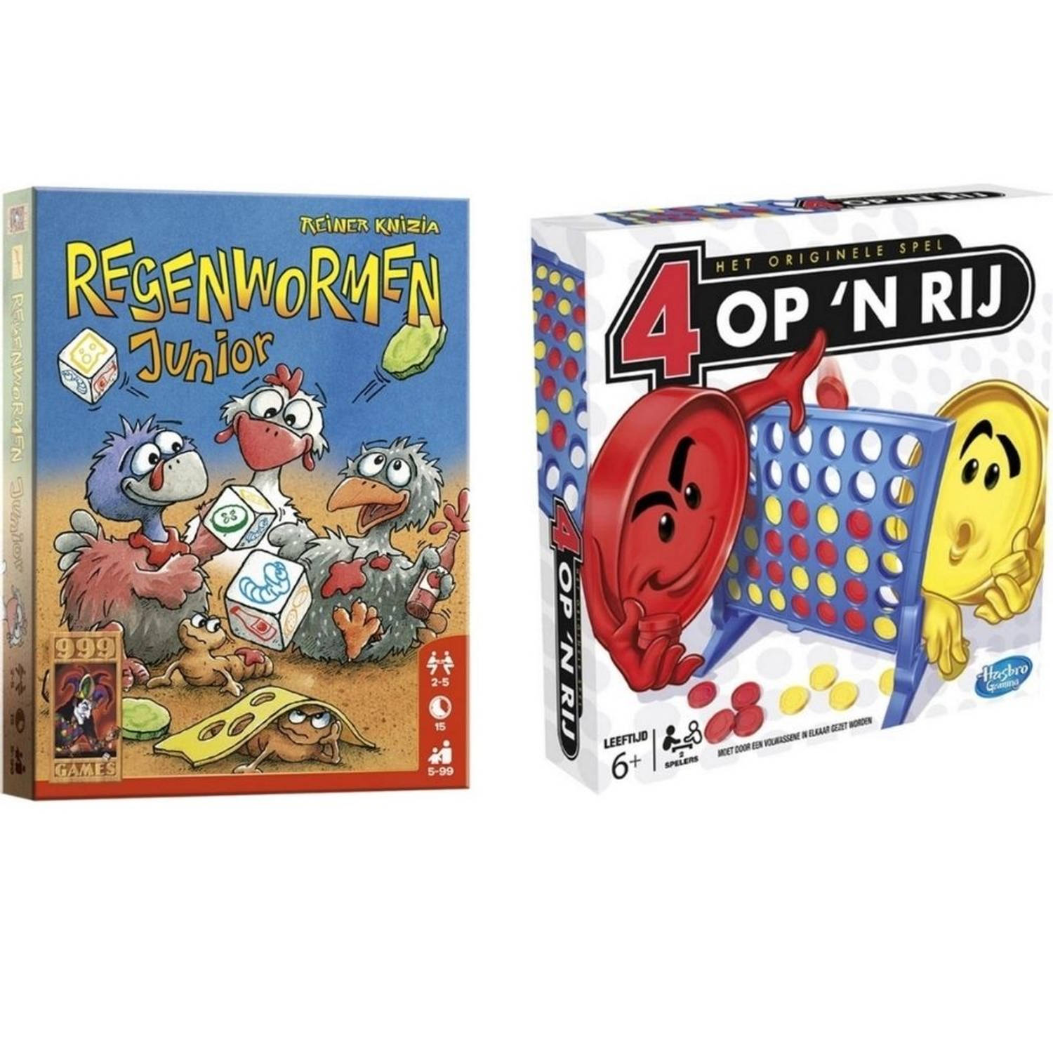 Hasbro Spellenbundel - 2 Stuks - Regenwormen Junior & 4 Op &apos;N Rij