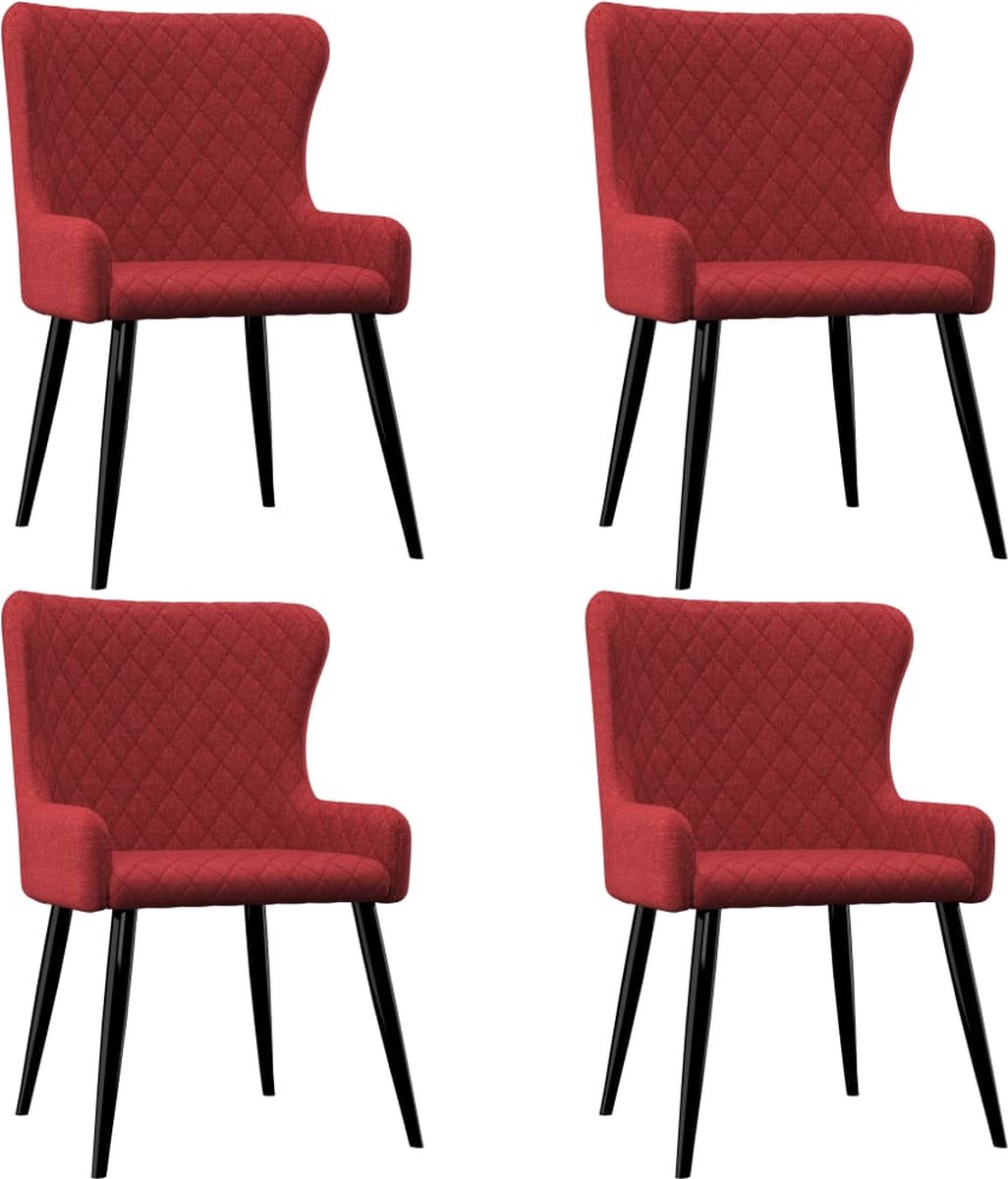 Vidaxl Eetkamerstoelen 4 St Stof Bordeaux - Rood