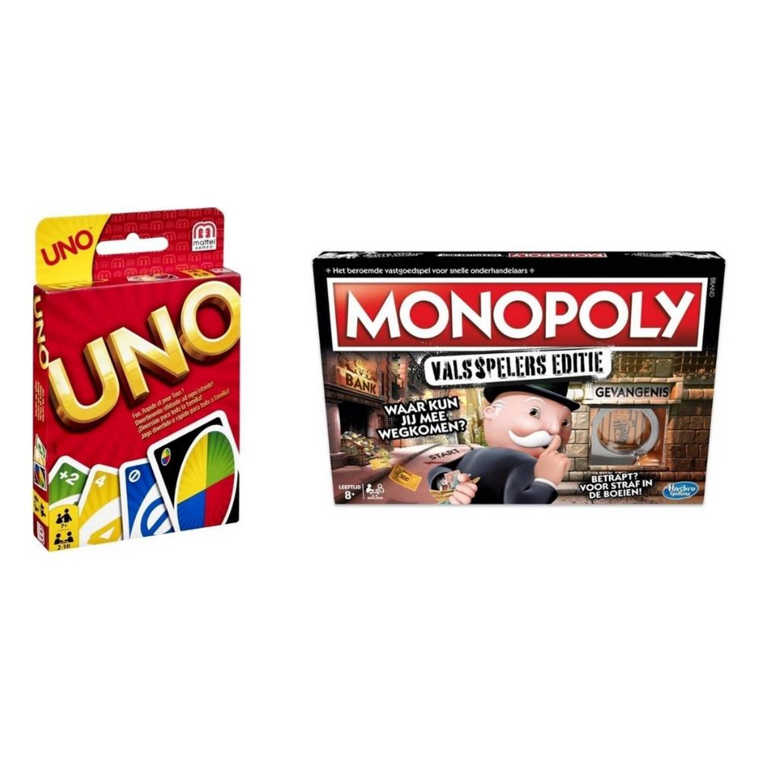 Hasbro Spellenbundel - 2 Stuks - Uno & Monopoly Valsspelerseditie