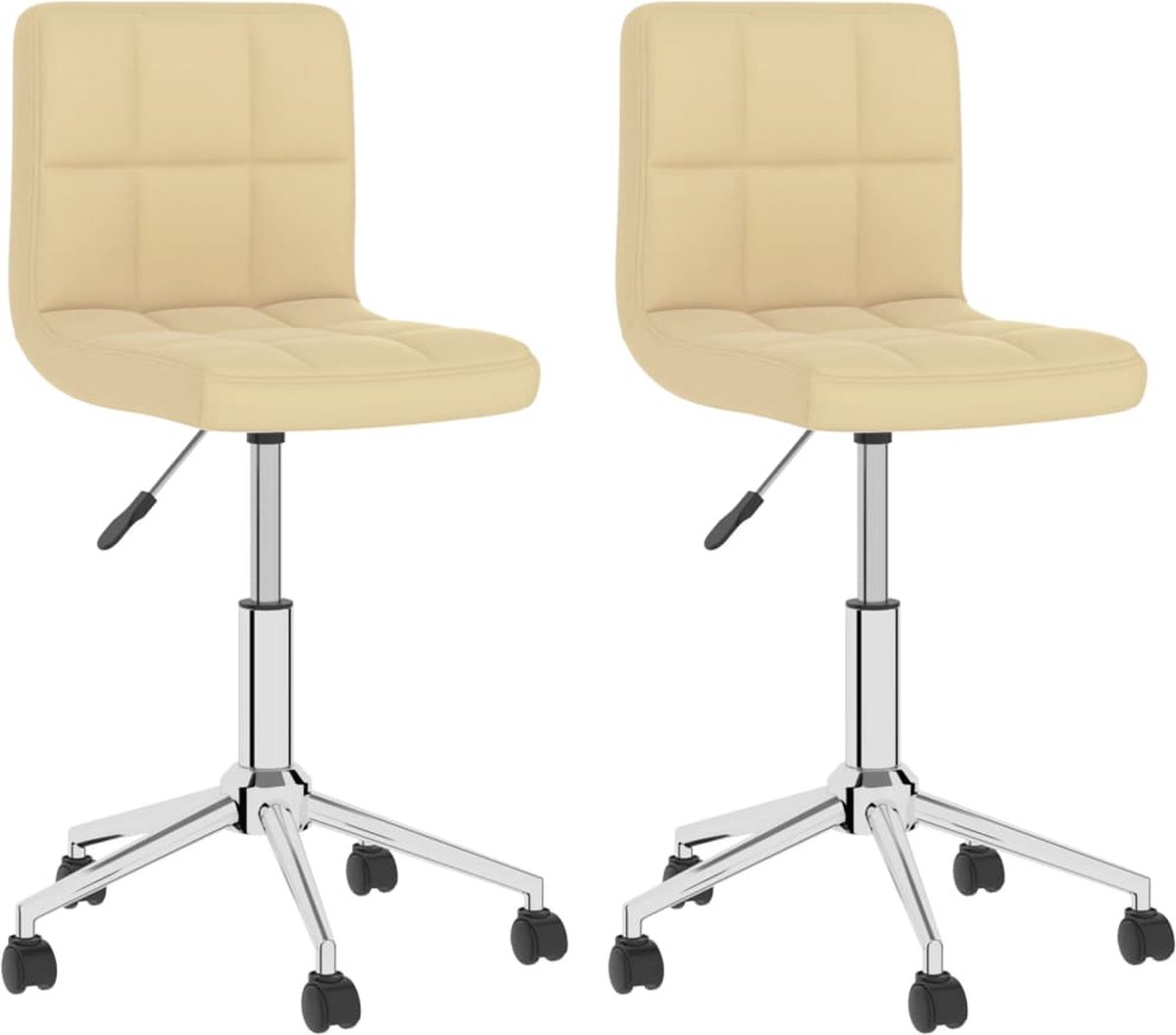 Vidaxl Eetkamerstoelen Draaibaar 2 St Kunstleer Crèmekleurig