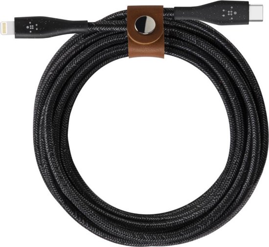 Belkin Boost Charge Usb-c-kabel Met Lightning-connector + Leren Bandje - Zwart