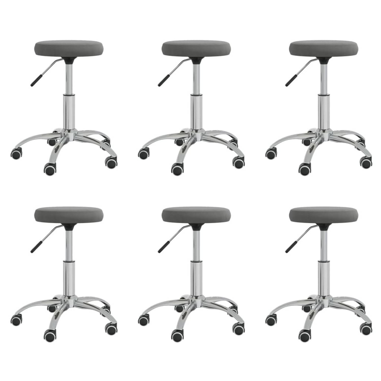 Vidaxl Eetkamerstoelen 6 St Fluweel Donker - Grijs