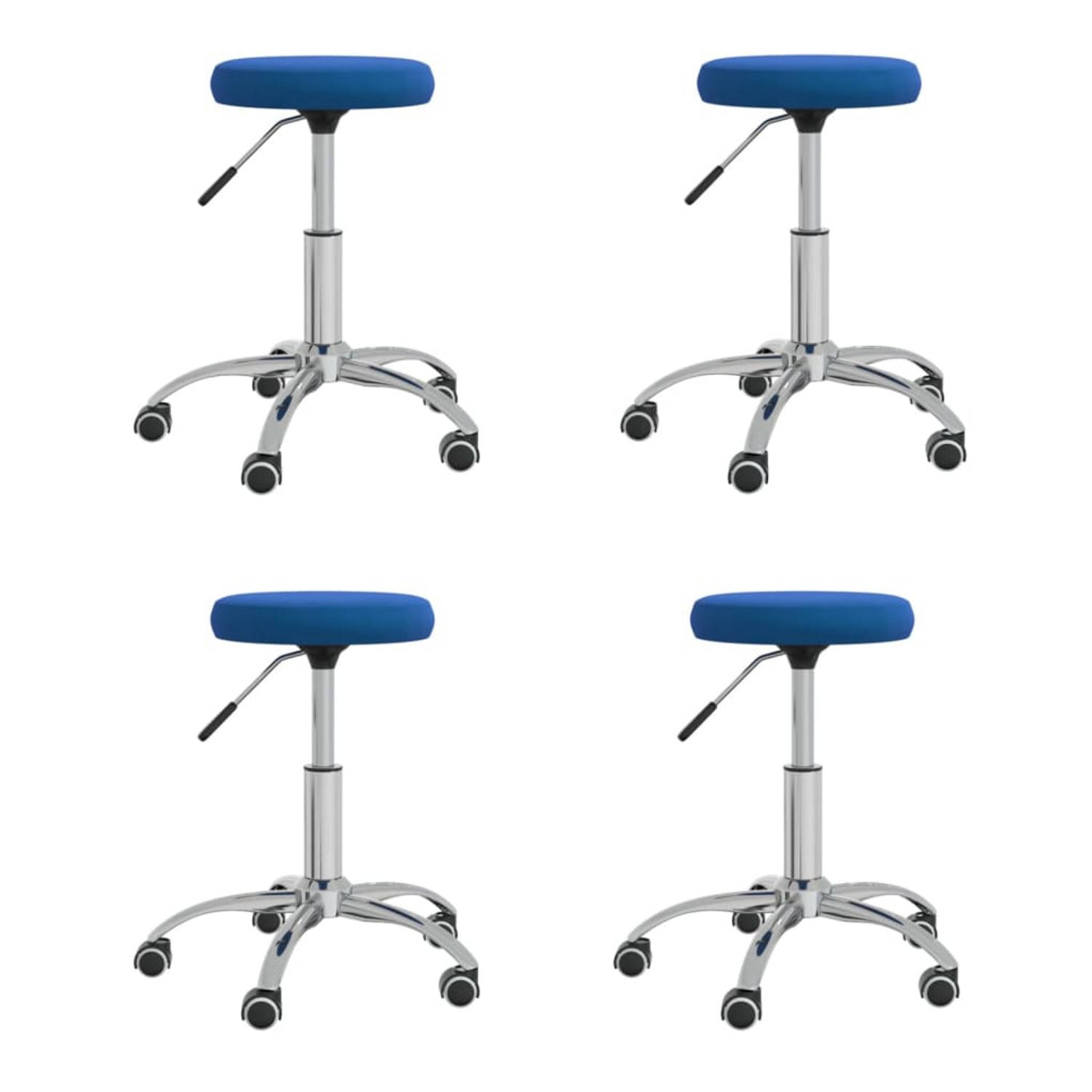 Vidaxl Eetkamerstoelen 4 St Fluweel - Blauw