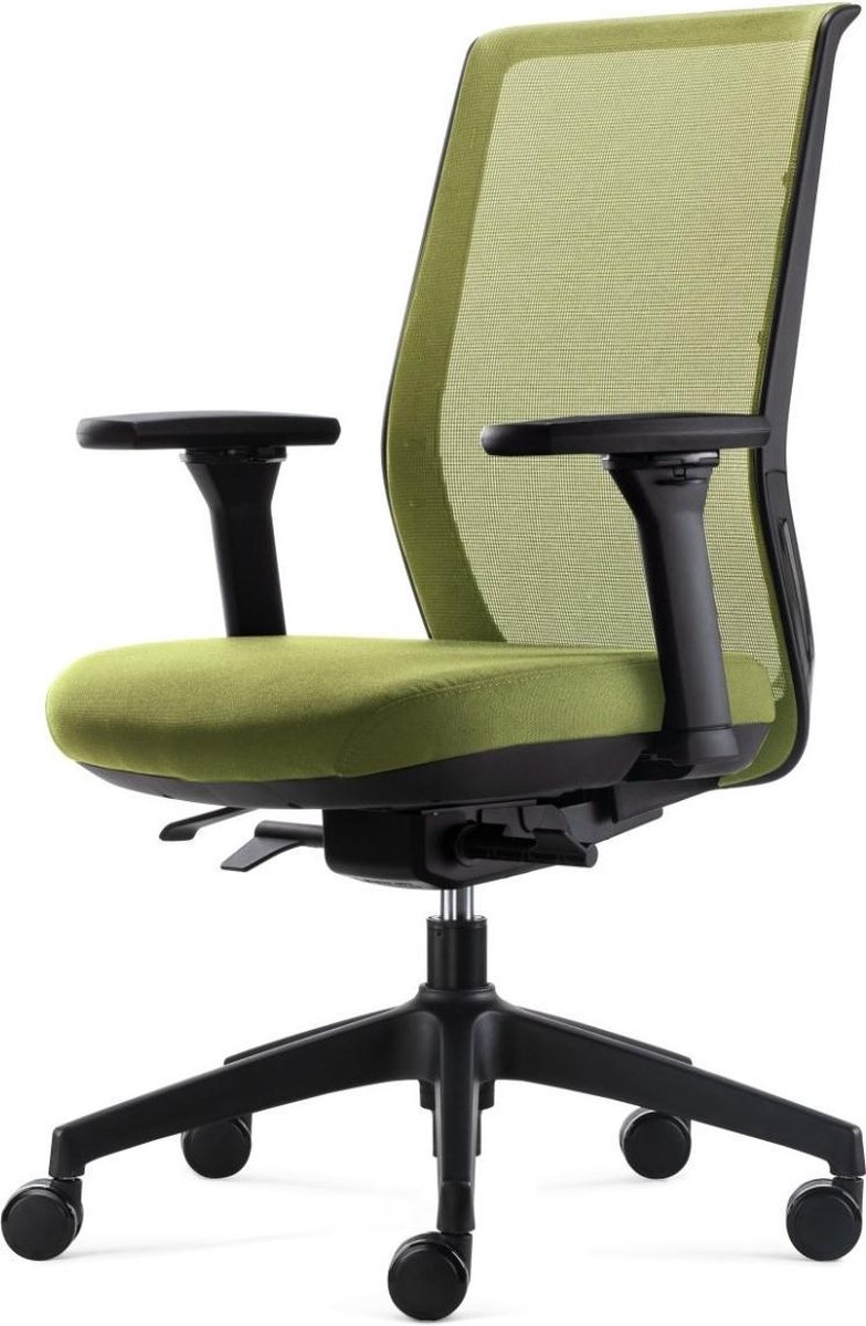 24Designs Work Synchro-4 Ergonomische Bureaustoel En1335e Stof/mesh - Onderstel - Groen