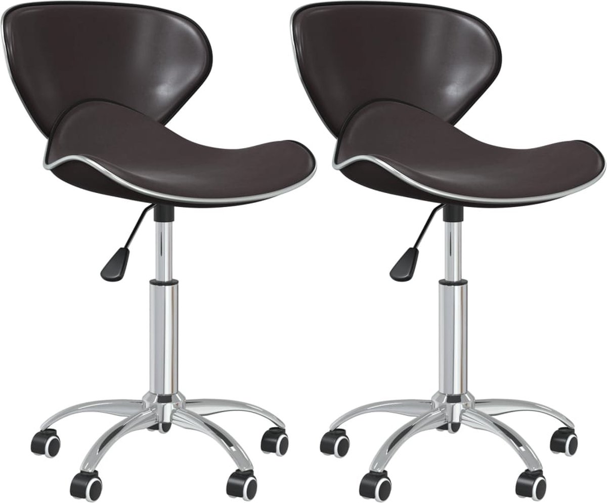 Vidaxl Eetkamerstoelen 2 St Draaibaar Kunstleer - Bruin