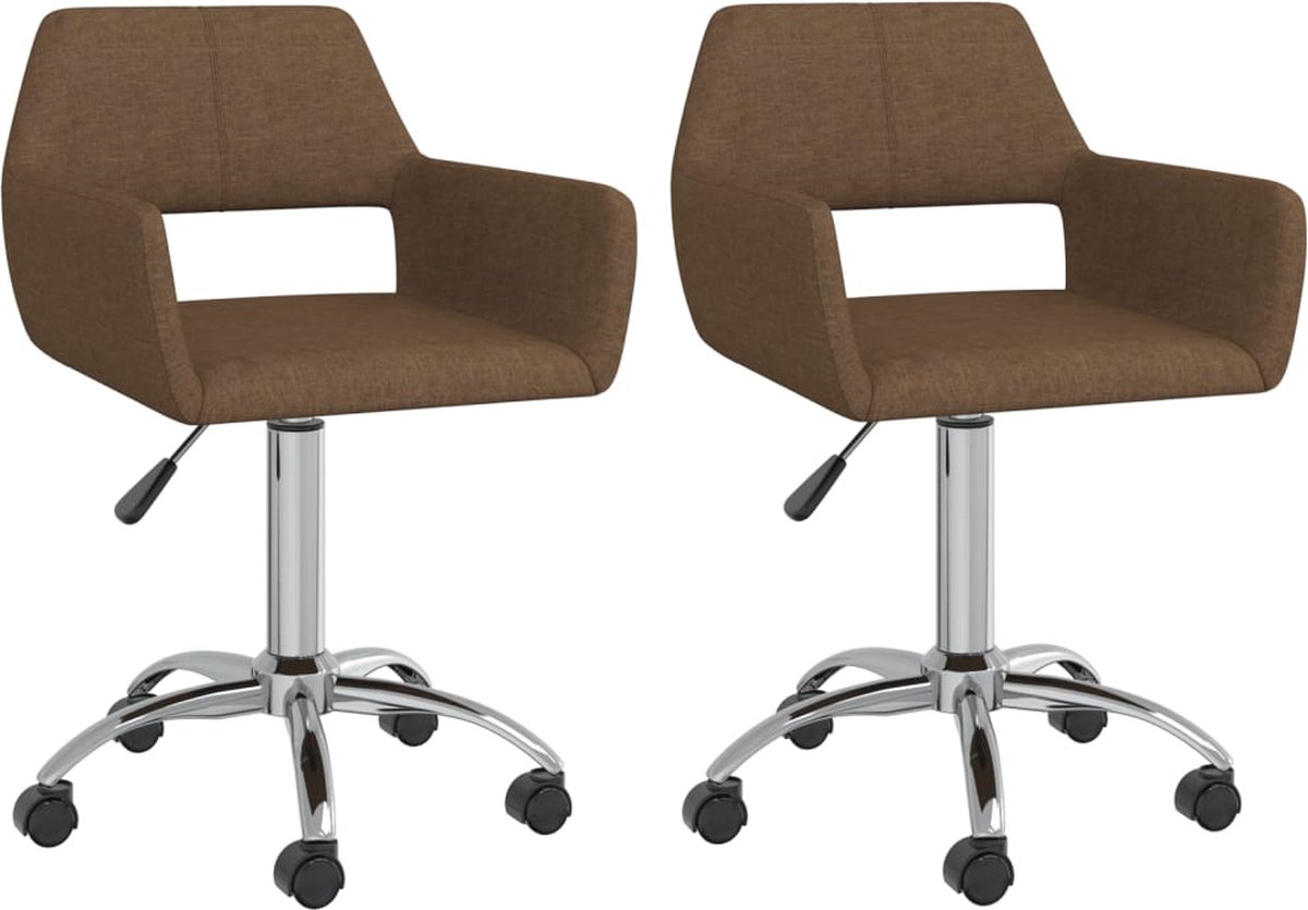Vidaxl Eetkamerstoelen Draaibaar 2 St Stof - Bruin