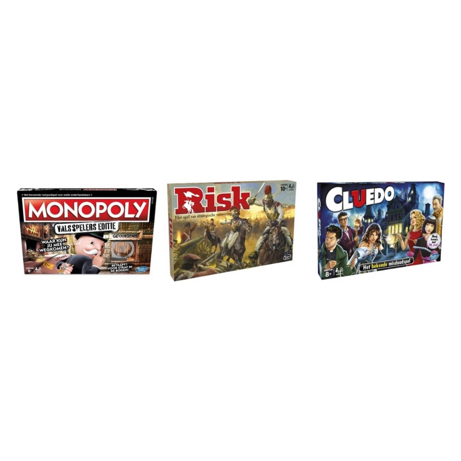 Hasbro Spellenbundel - 3 Stuks - Monopoly Valsspelerseditie & Risk & Cluedo