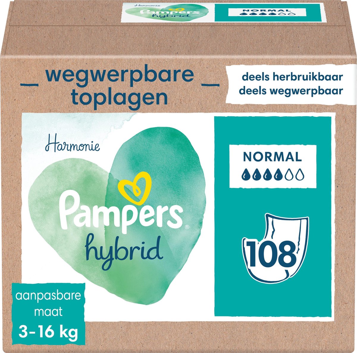 Pampers Hybride Wasbare Luiers Absorberende Harten Wegwerp X108