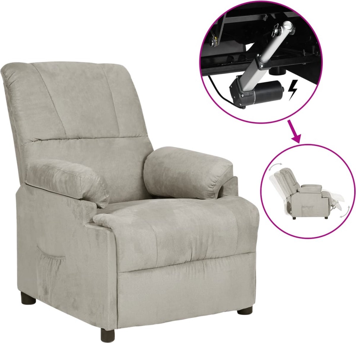 Vidaxl Fauteuil Verstelbaar Kunstsuède Licht - Grijs