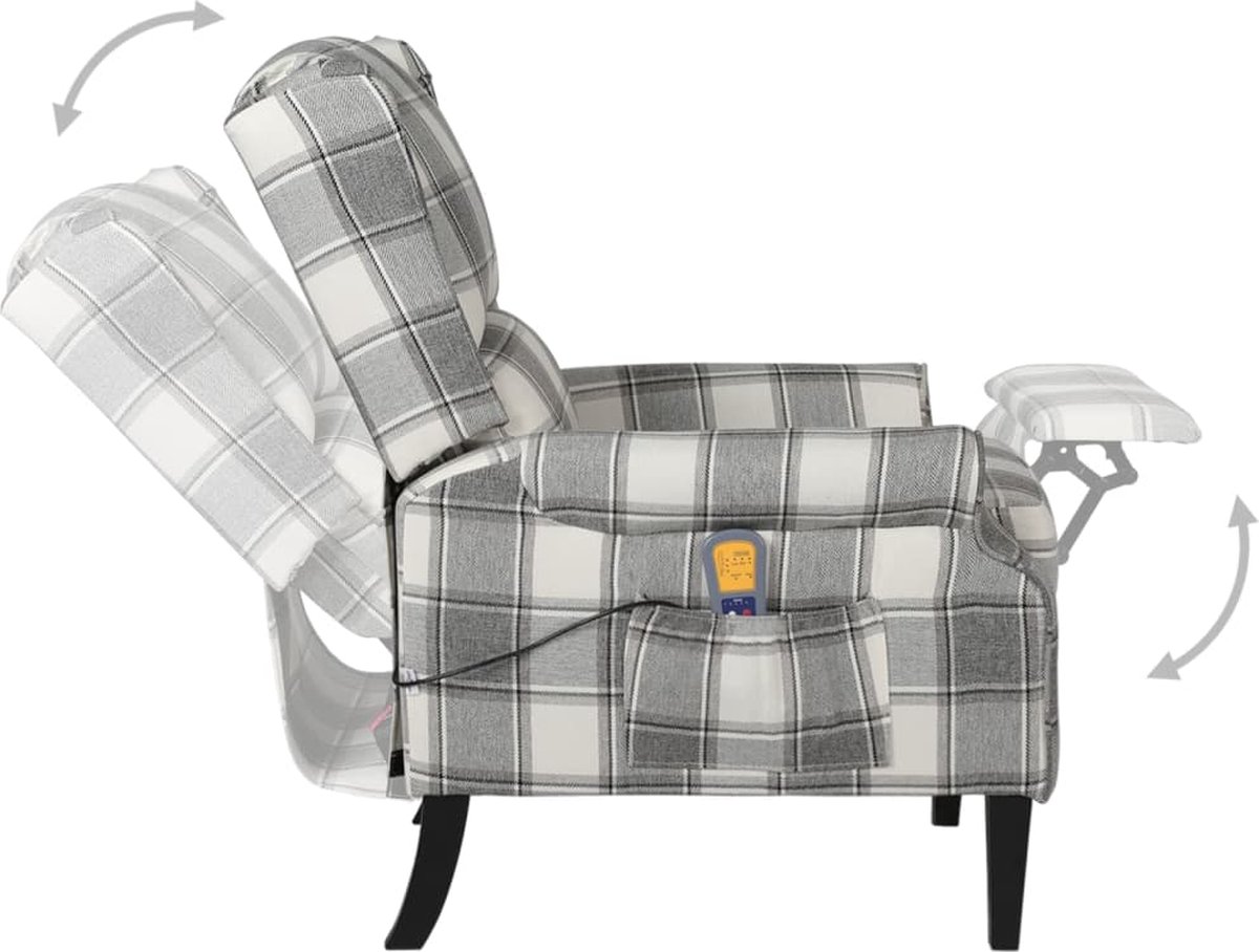 Vidaxl Massagestoel Verstelbaar Stof Wit - Grijs