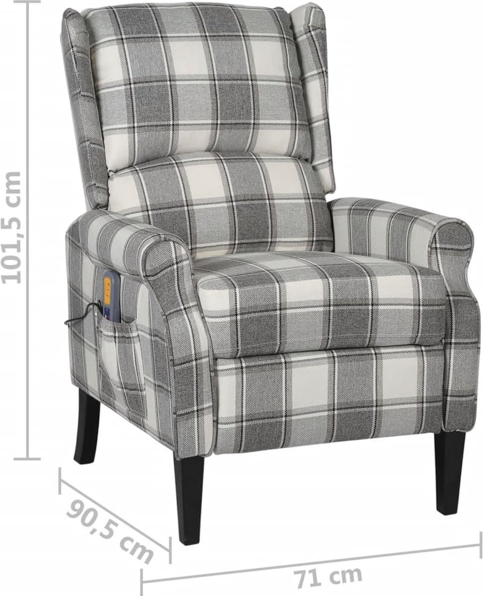 Vidaxl Massagestoel Verstelbaar Stof Wit - Grijs