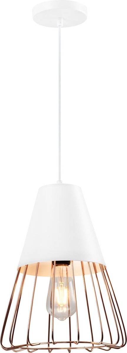 Quvio Hanglamp Langwerpig Wit Met Rosegoud Frame - Quv5179l-white - Roze