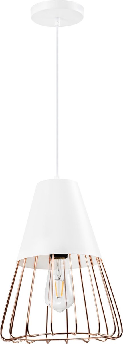 Quvio Hanglamp Langwerpig Wit Met Rosegoud Frame - Quv5179l-white - Roze