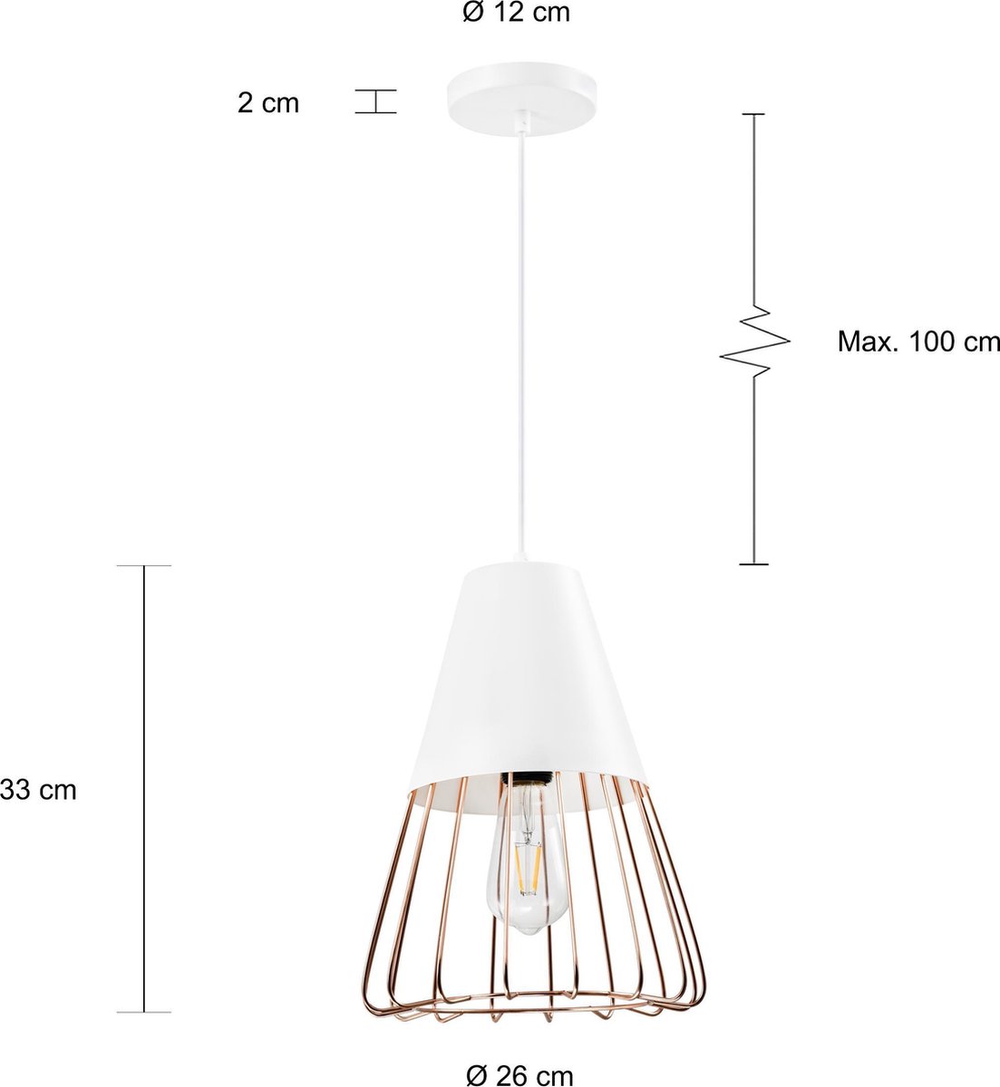 Quvio Hanglamp Langwerpig Wit Met Rosegoud Frame - Quv5179l-white - Roze