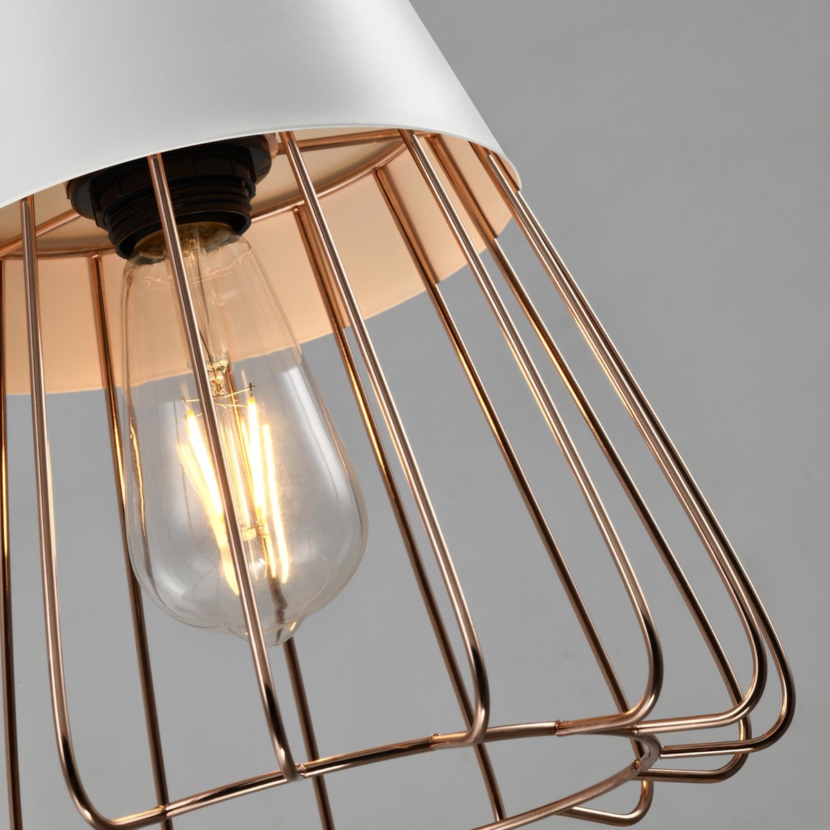Quvio Hanglamp Langwerpig Wit Met Rosegoud Frame - Quv5179l-white - Roze