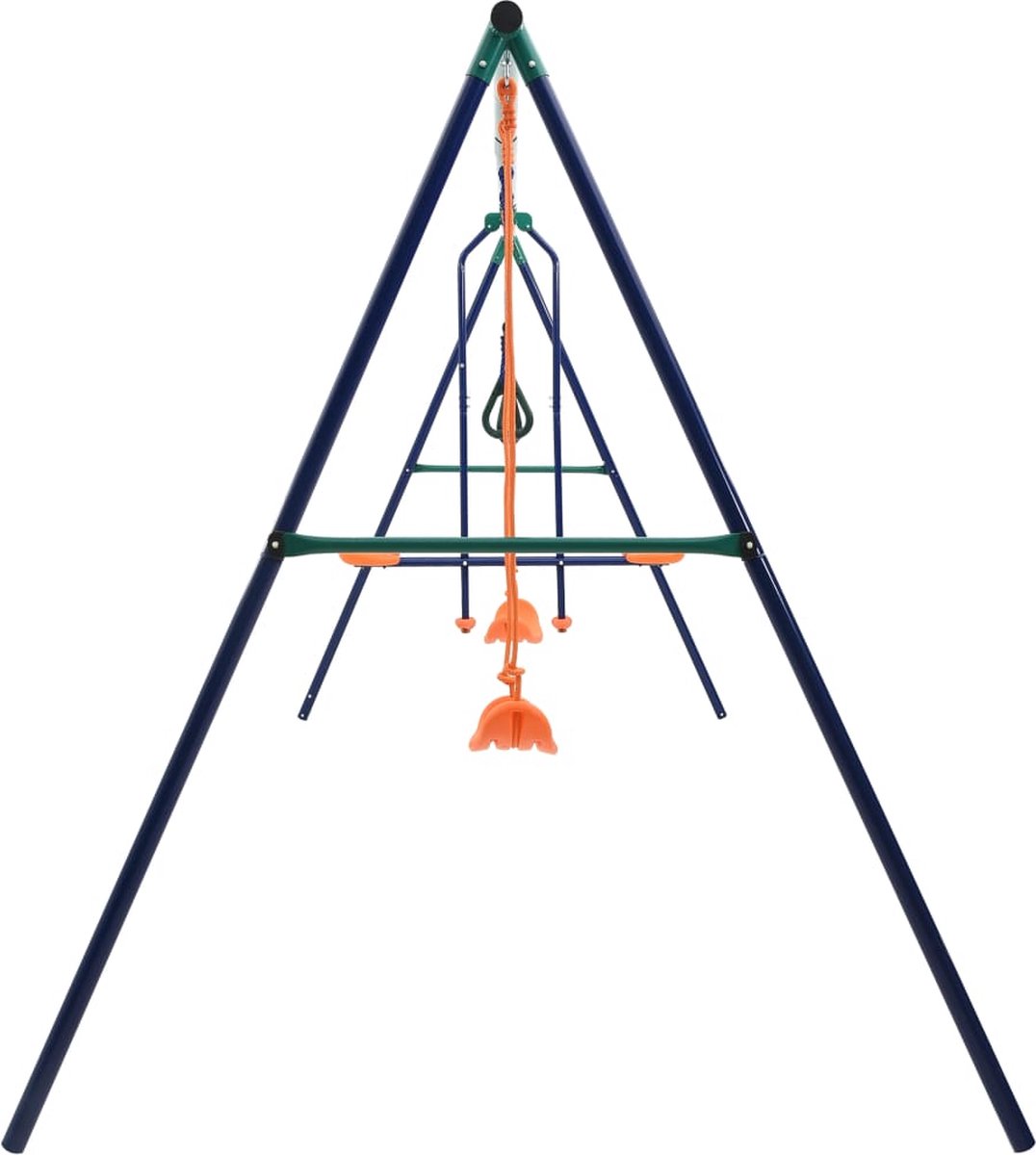 Vidaxl Schommelset Met Turnringen En 4 Zitjes Staal - Oranje