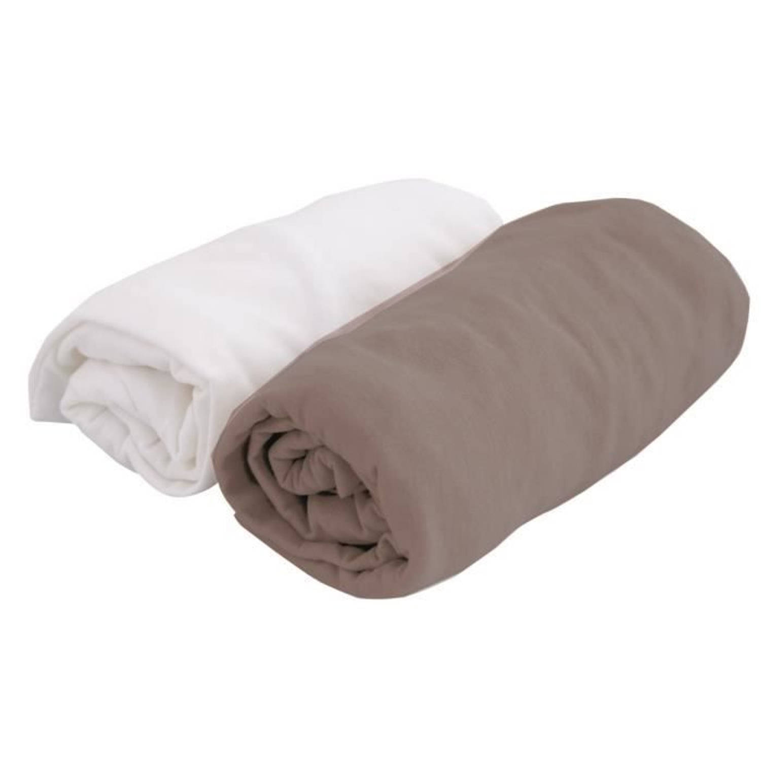 Doux Nid Lot 2 Vellen-hoezen Jersey En Taupe 70 X 140 Cm - Wit