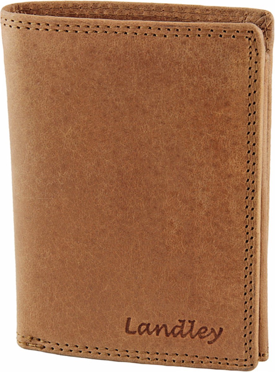 Landley Vintage Leren Billfold Rfid Portemonnee - Dames En Heren Portefeuille - Staand Model - Echt Pull-up Leer - Bruin