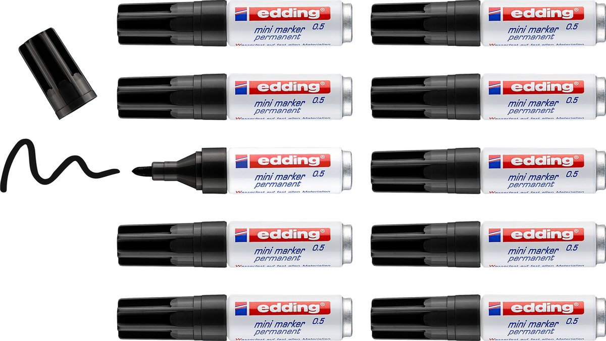 Edding Permanent Marker 10 St Mini 0,5 - Zwart