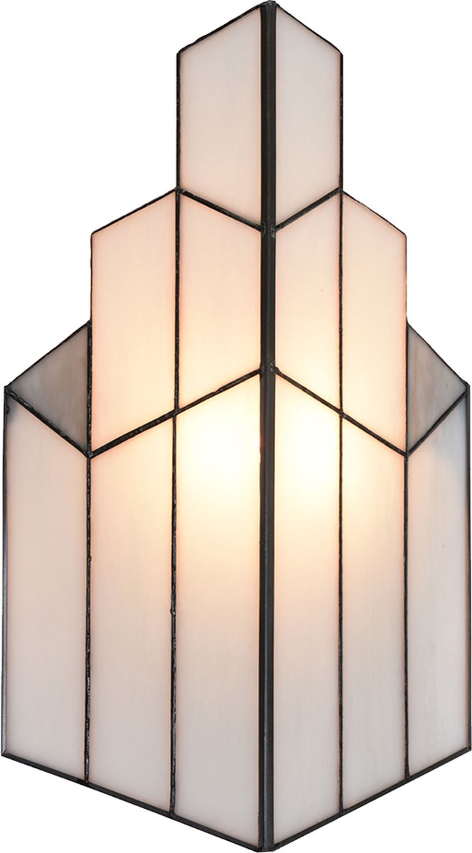 Clayre & Eef Lumilamp Wandlamp Tiffany 36*4*21 Cm E14/max 1*40w Creme Glas Muurlamp Sfeerlamp Tiffany Lamp Creme Muurlamp Sfeerlamp - Beige