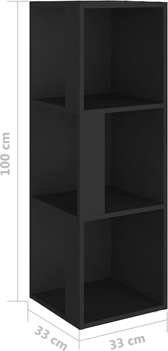 Vidaxl Hoekkast 33x33x100 Cm Spaanplaat - Zwart