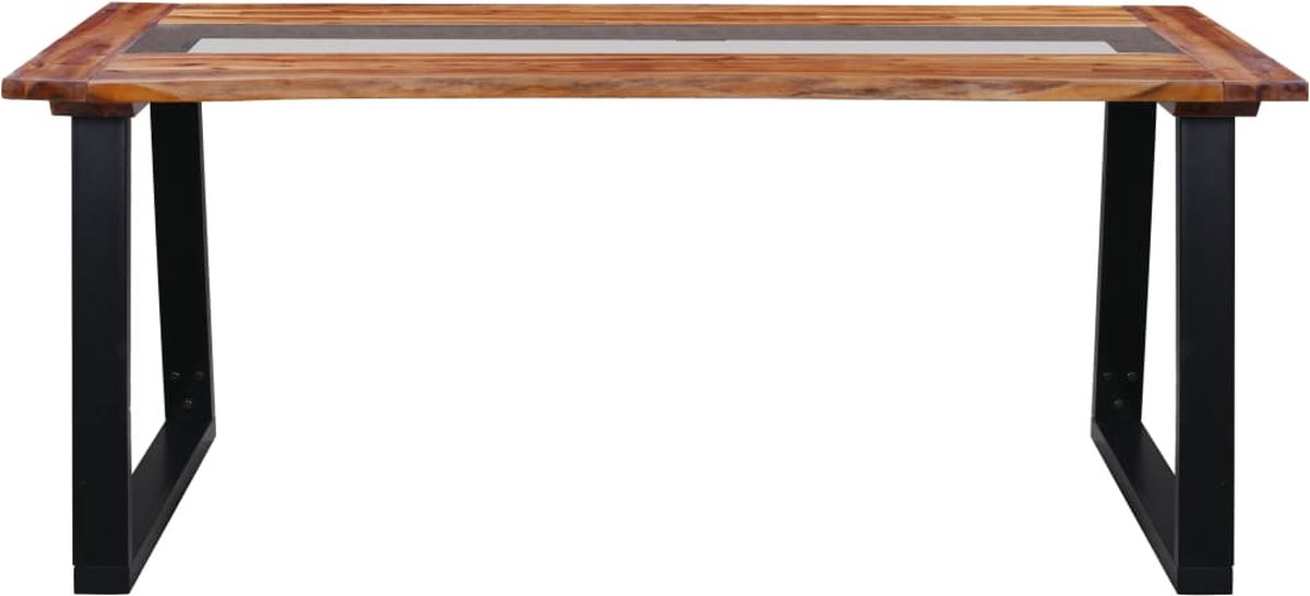 Vidaxl Eettafel 180x90x75 Cm Massief Acaciahout En Glas - Bruin