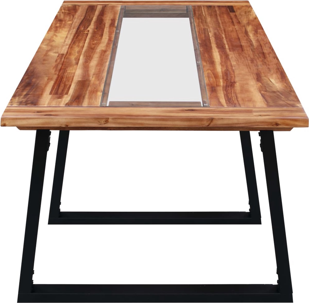 Vidaxl Eettafel 180x90x75 Cm Massief Acaciahout En Glas - Bruin