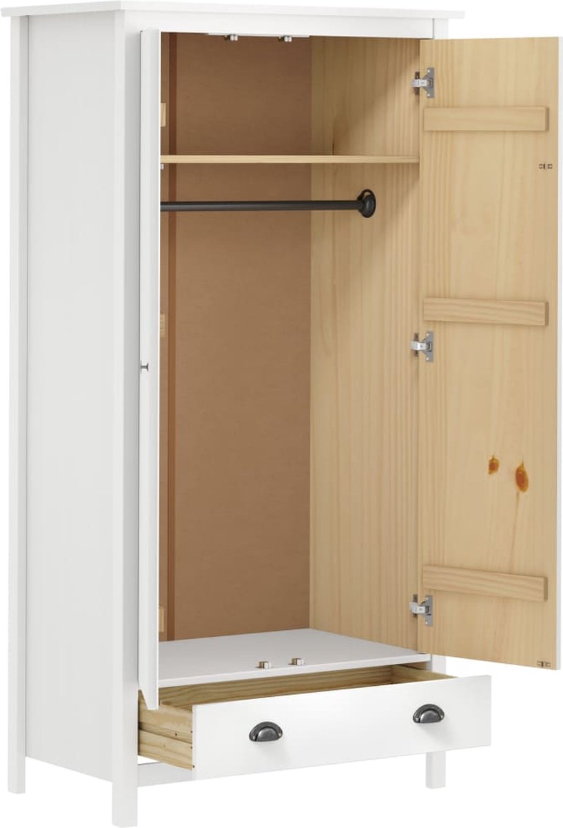 Vidaxl Kledingkast Met 2 Deuren Hill Range 89x50x170 Cm Grenenhout - Wit