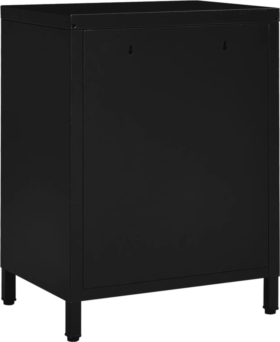 Vidaxl Nachtkastje 40x30x54,5 Cm Staal En Glas - Zwart