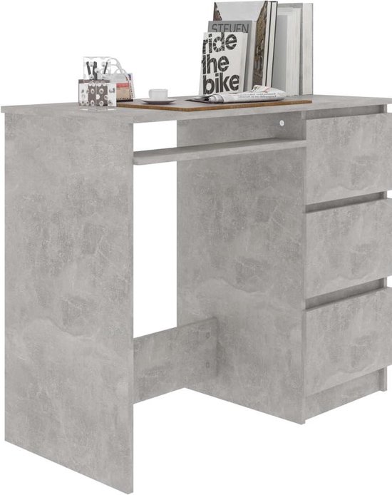 Vidaxl Bureau 90x45x76 Cm Spaanplaat Beton - Grijs