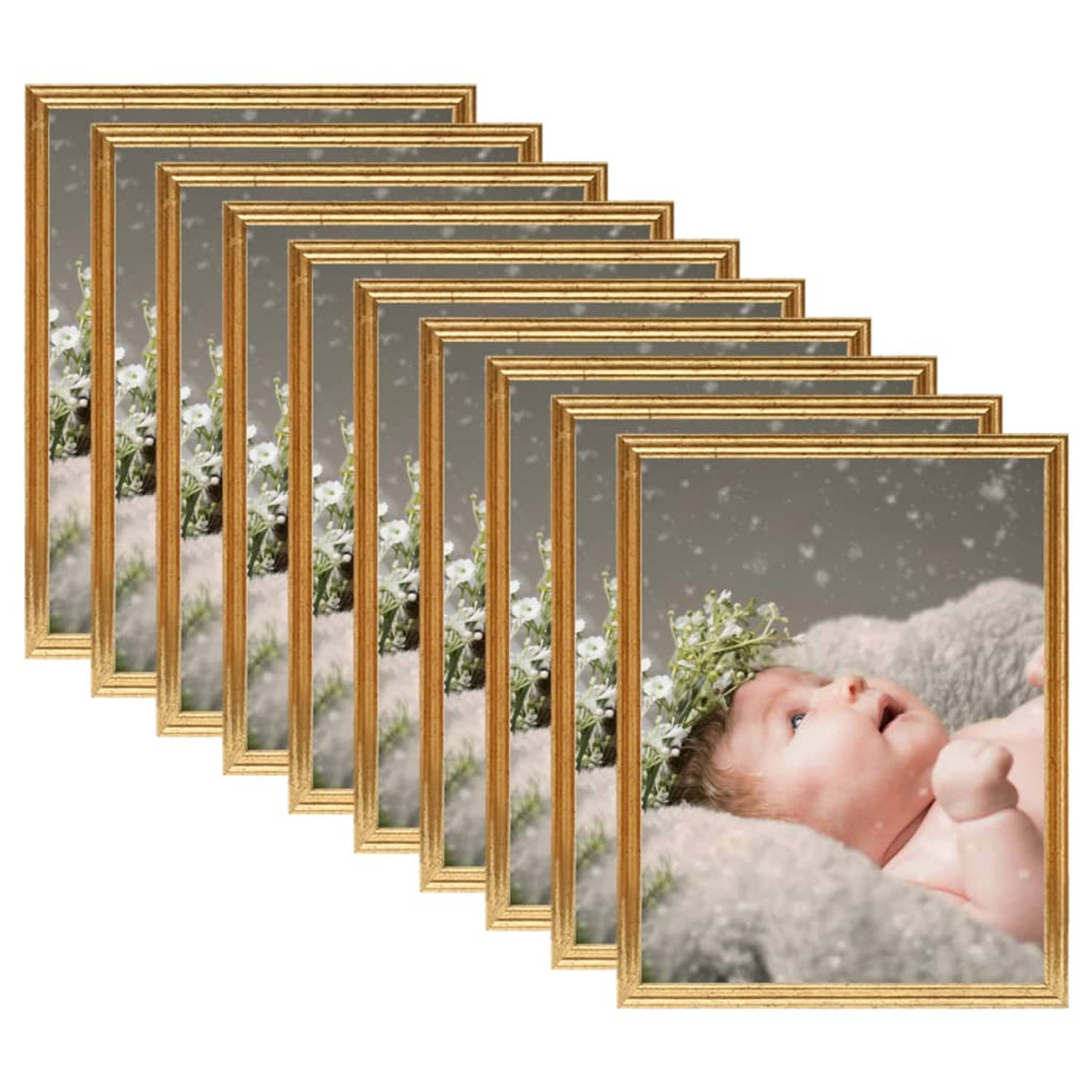 Vidaxl Fotolijsten 10 St Voor Wand Of Tafel 13x18 Cm Mdfkleurig - Goud