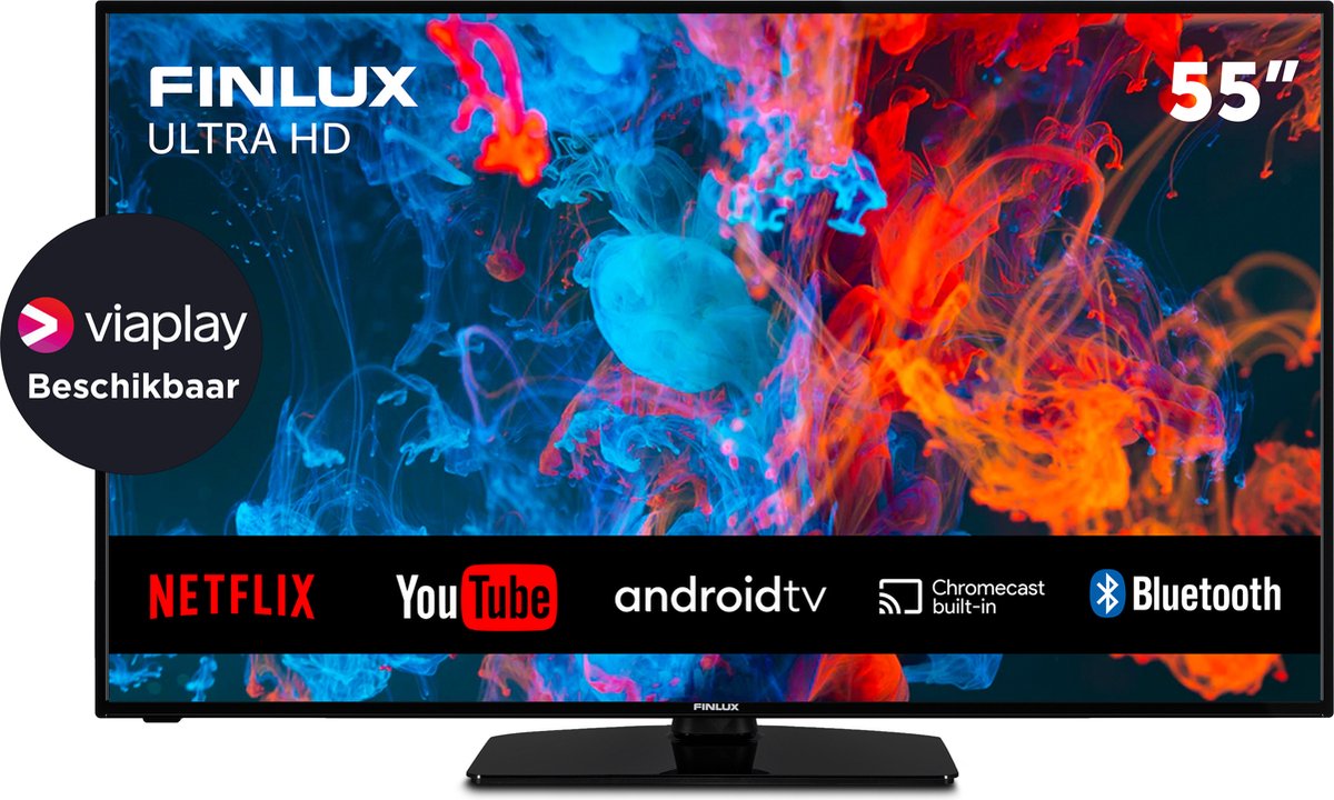 Finlux Flu5535android - 55 Inch - 4k Ultra Hd - Android Tv Met Ingebouwde Chromecast - Zwart