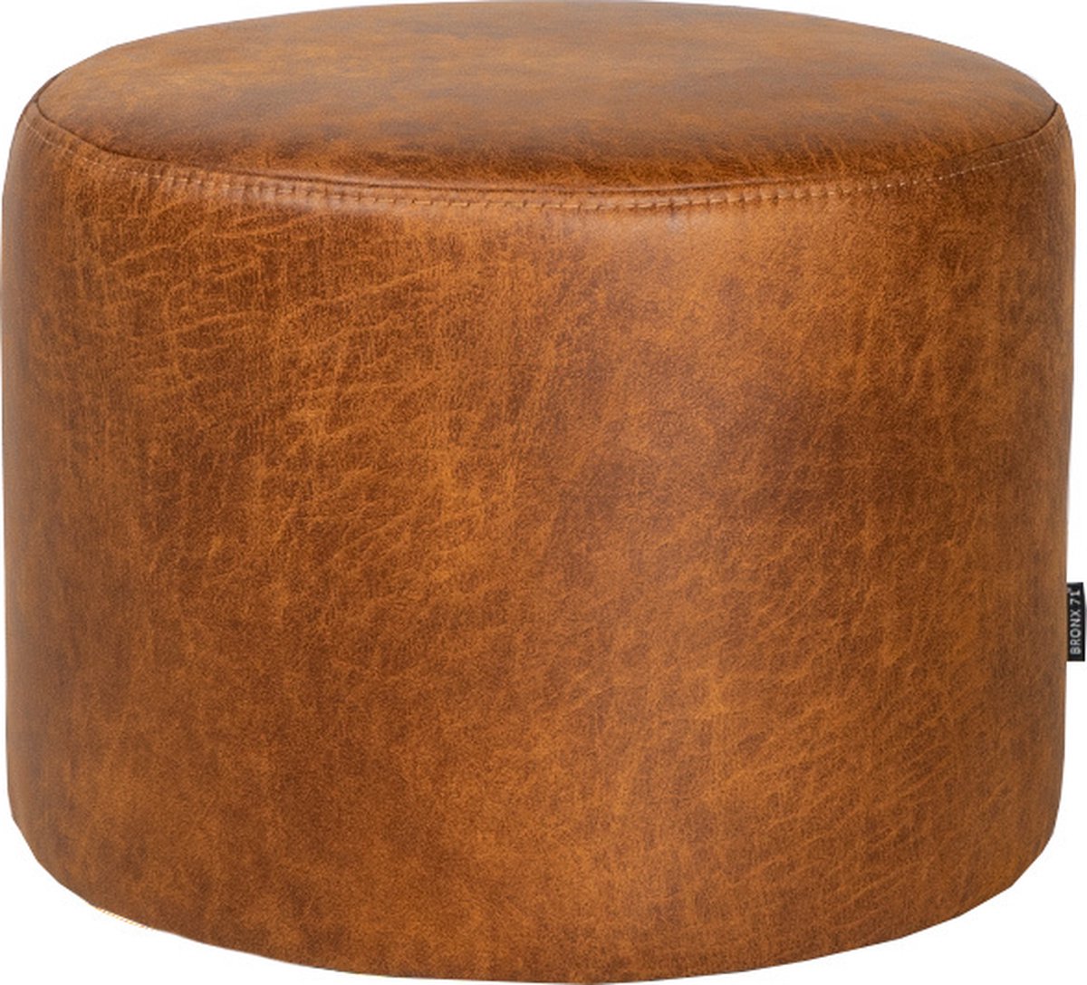 Bronx71 Eco-leren Poef Kyla Cognac. - Bruin