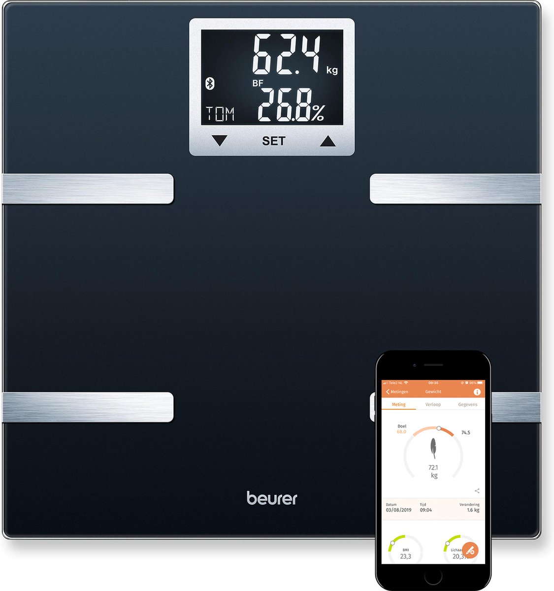 Beurer Bf720 - Personenweegschaal Lichaamsanalyse - Bluetooth - Zwart