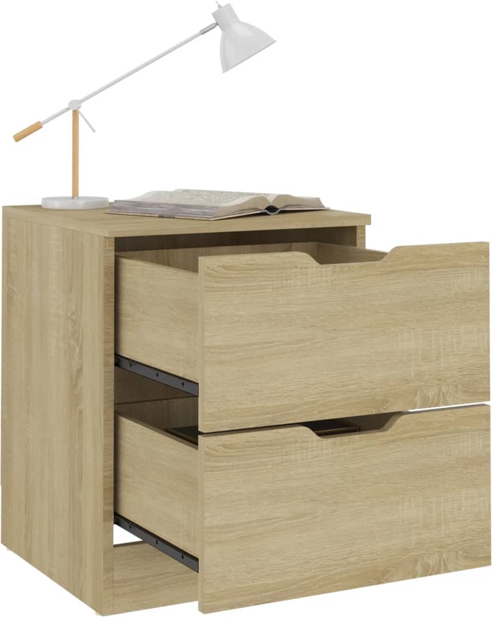 Vidaxl Nachtkastjes 2 St 40x40x50 Cm Spaanplaat Sonoma Eikenkleurig - Bruin