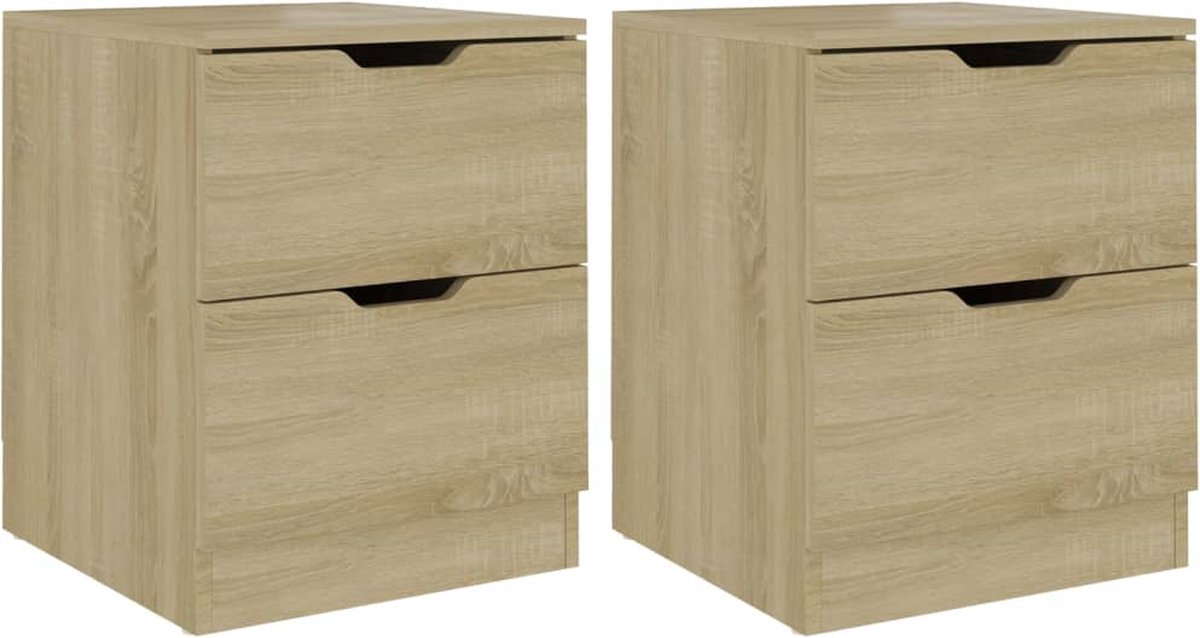 Vidaxl Nachtkastjes 2 St 40x40x50 Cm Spaanplaat Sonoma Eikenkleurig - Bruin