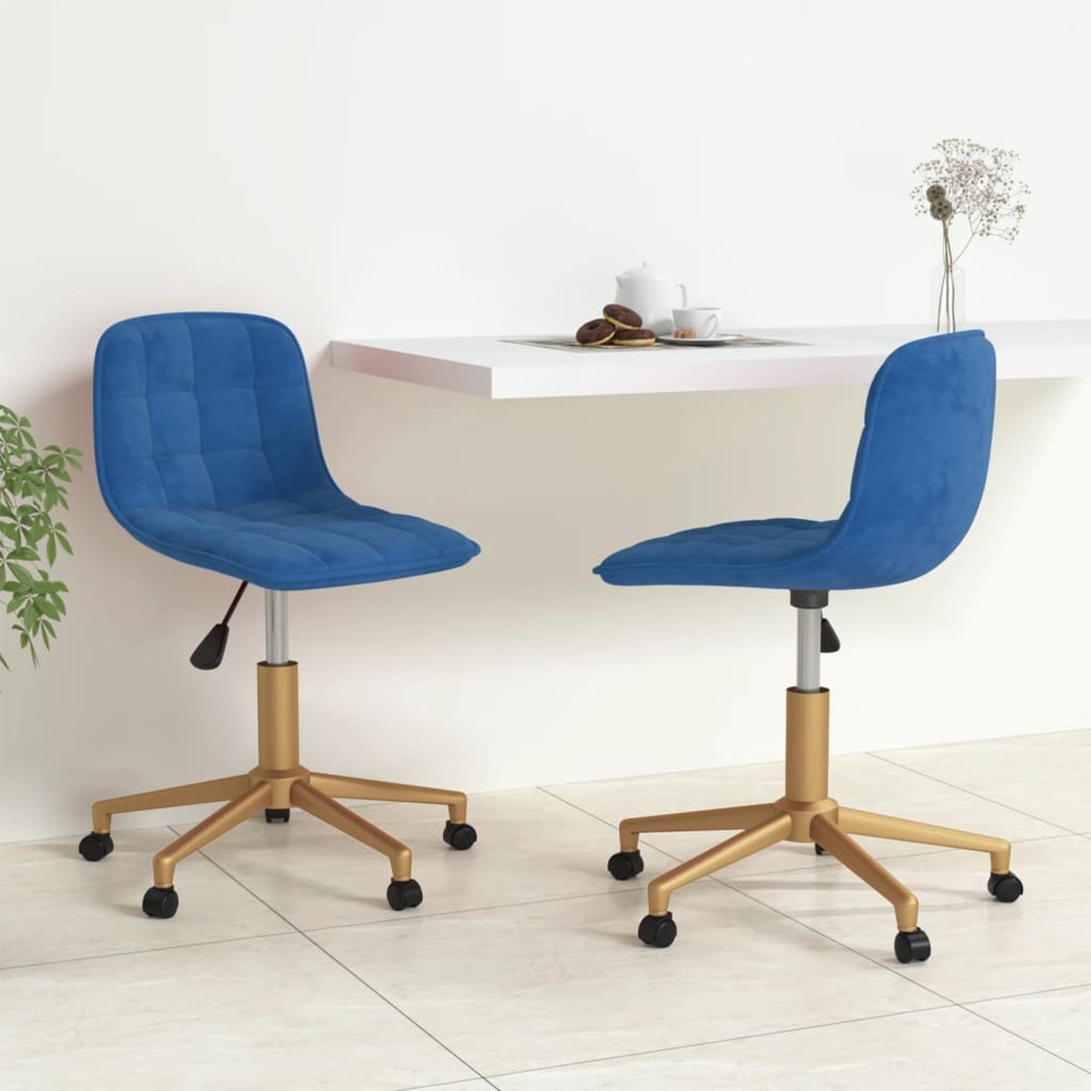 Vidaxl Eetkamerstoelen Draaibaar 2 St Fluweel - Blauw