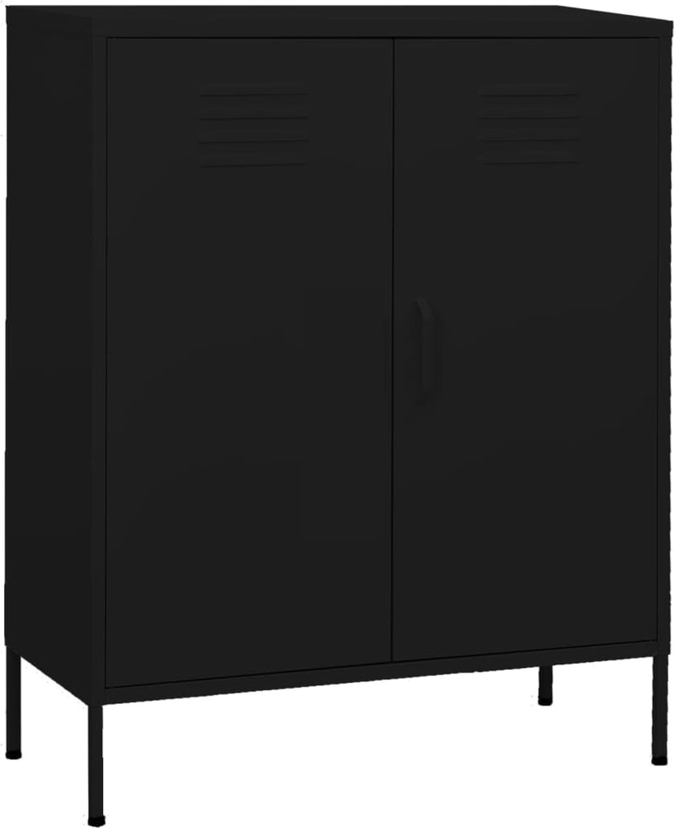 Vidaxl Opbergkast 80x35x101,5 Cm Staal - Zwart