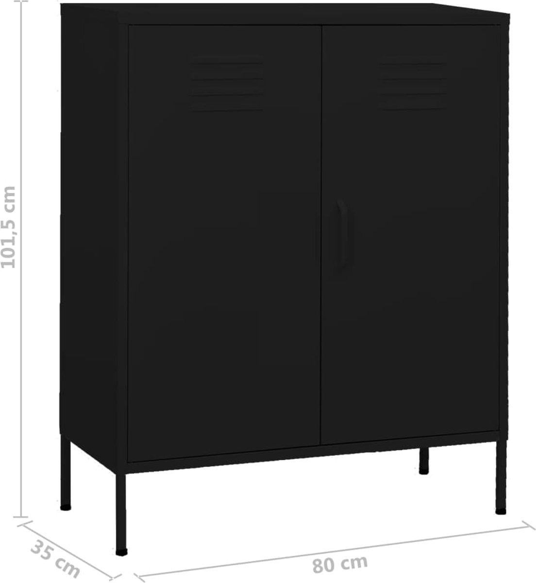 Vidaxl Opbergkast 80x35x101,5 Cm Staal - Zwart