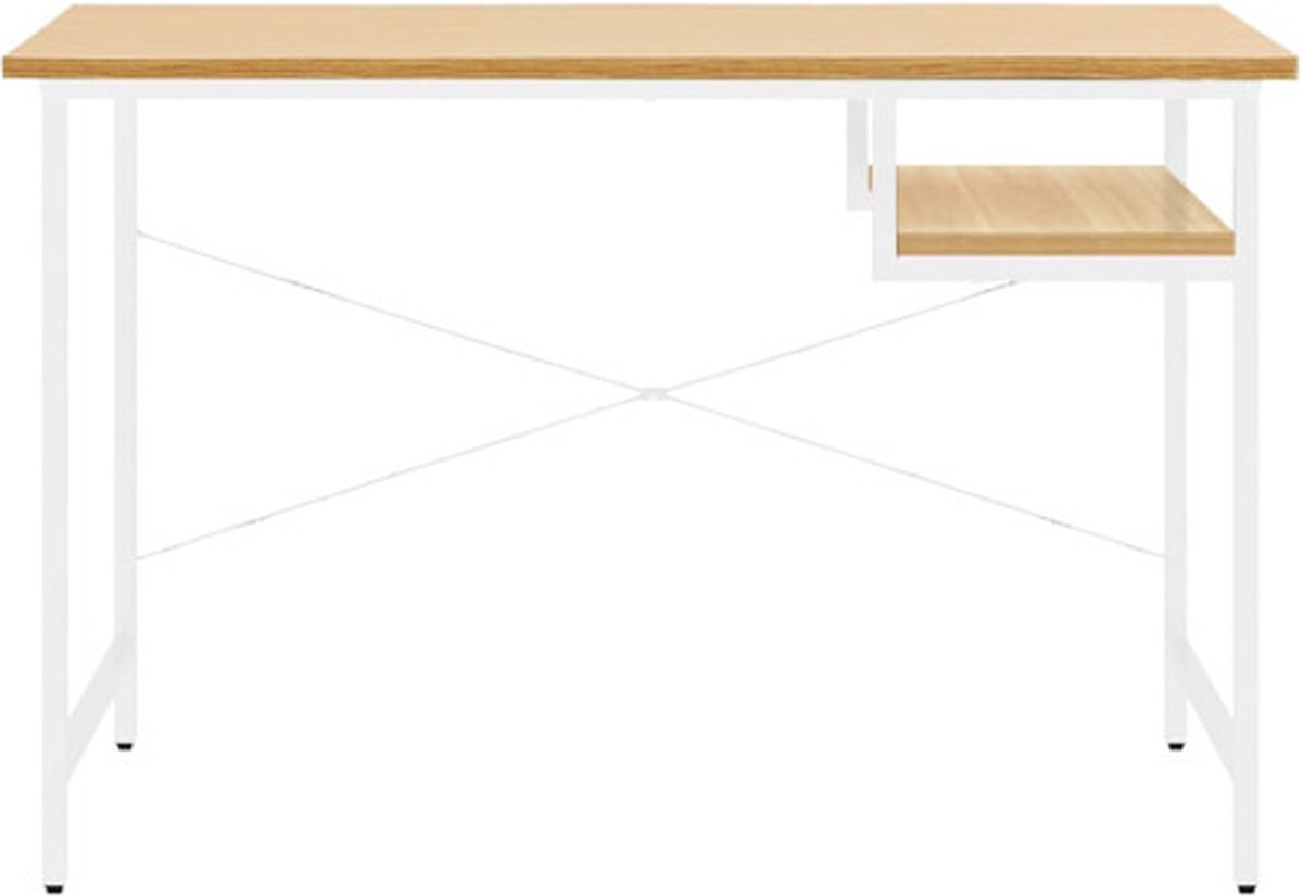 Vidaxl Computerbureau 105x55x72 Cm Mdf En Metaal Wit Lichteikenkleurig - Bruin