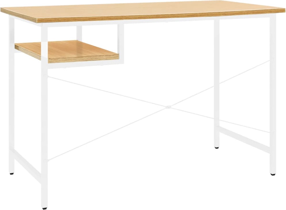 Vidaxl Computerbureau 105x55x72 Cm Mdf En Metaal Wit Lichteikenkleurig - Bruin
