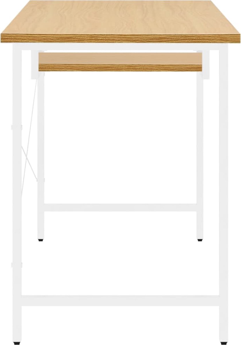 Vidaxl Computerbureau 105x55x72 Cm Mdf En Metaal Wit Lichteikenkleurig - Bruin