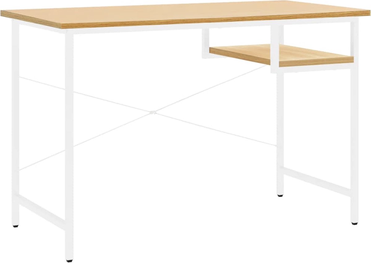 Vidaxl Computerbureau 105x55x72 Cm Mdf En Metaal Wit Lichteikenkleurig - Bruin