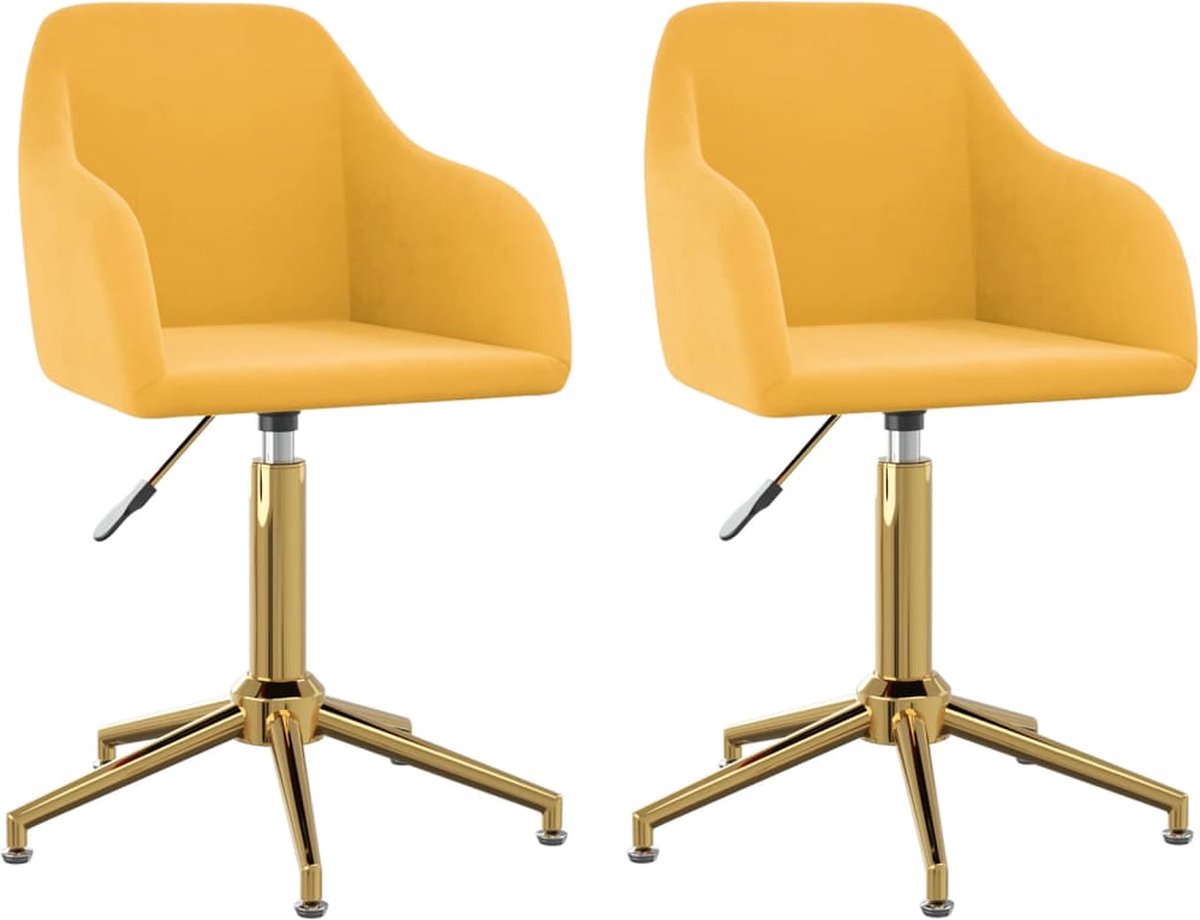 Vidaxl Eetkamerstoelen Draaibaar 2 St Fluweel - Geel