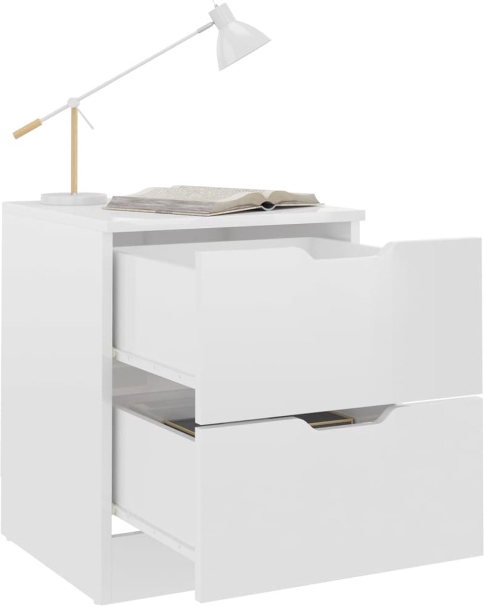 Vidaxl Nachtkastjes 2 St 40x40x50 Cm Spaanplaat Hoogglans Wit