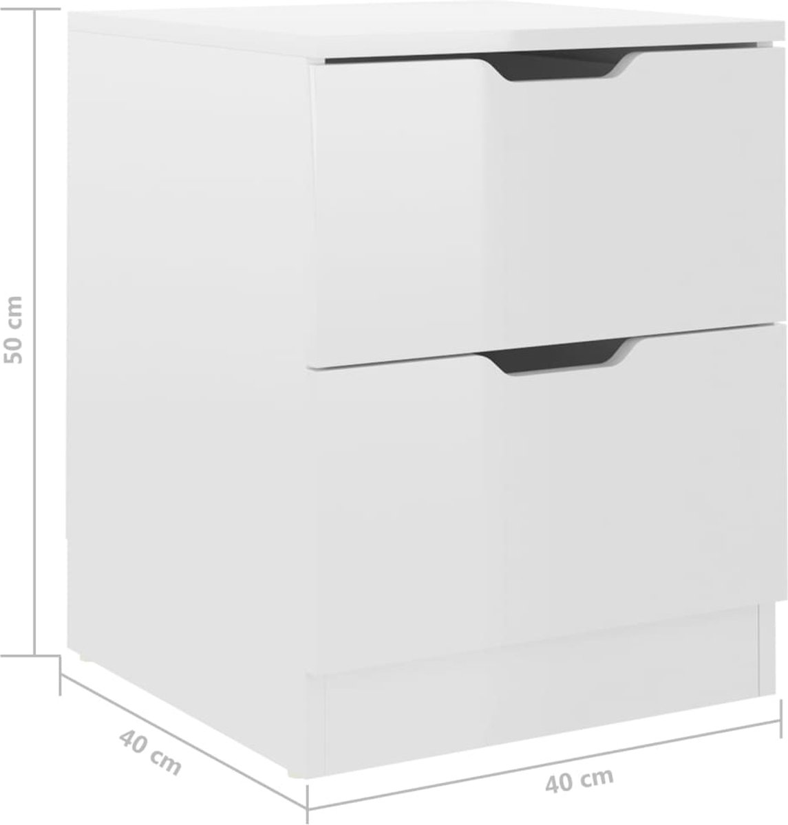 Vidaxl Nachtkastjes 2 St 40x40x50 Cm Spaanplaat Hoogglans Wit