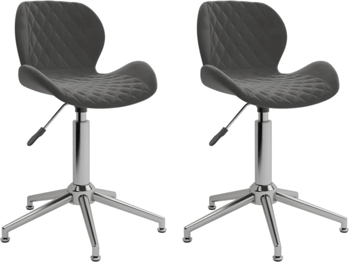 Vidaxl Eetkamerstoelen Draaibaar 2 St Fluweel Donker - Grijs