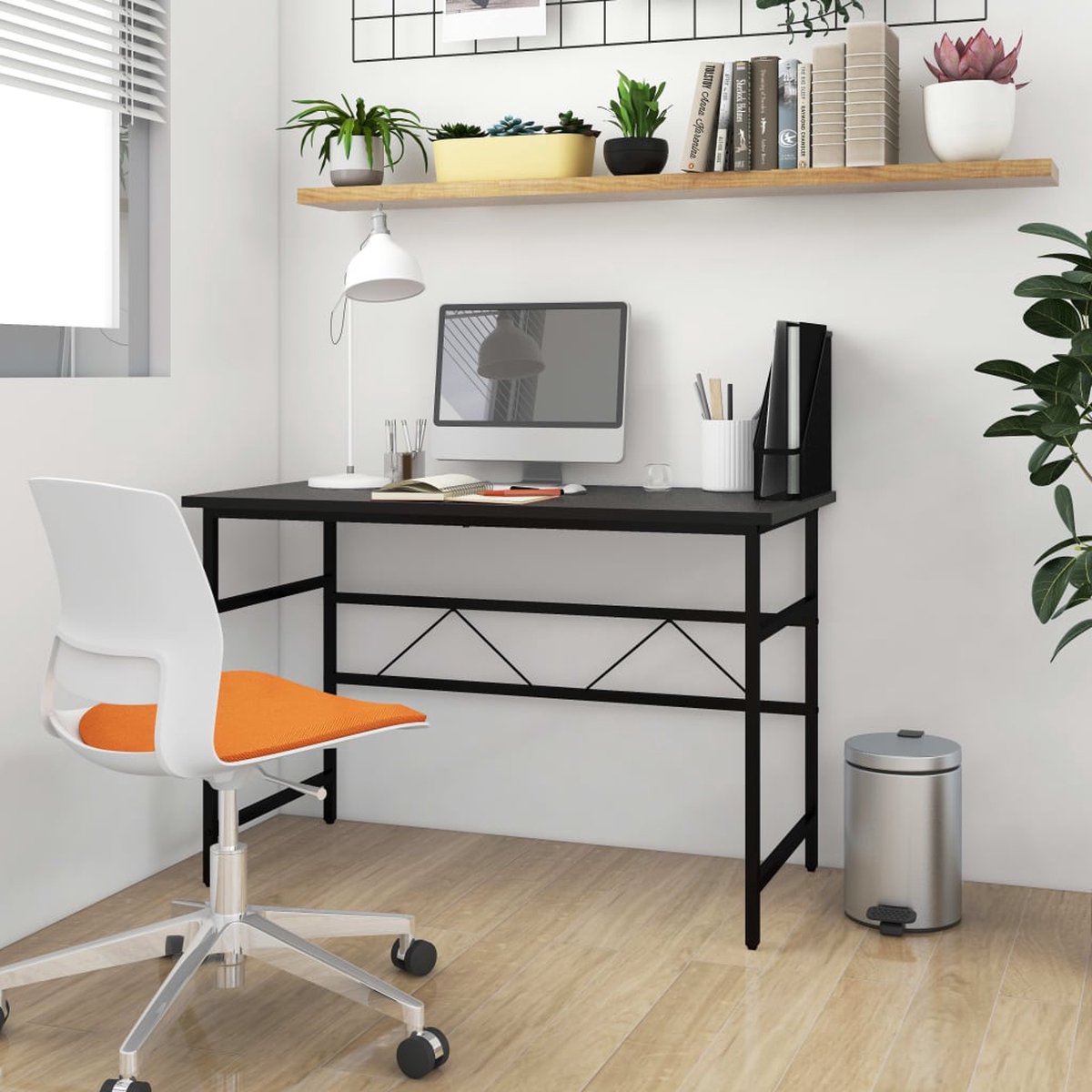 Vidaxl Computerbureau 105x55x72 Cm Mdf En Metaal - Negro